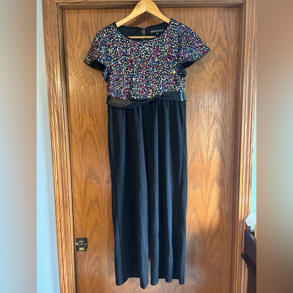 Three Hearts girls Black Romper with Multicolor Sequins